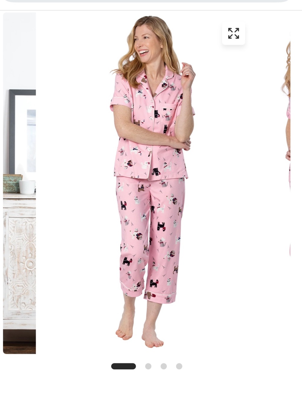 NWT Pajamagram Kitty In Paris Short Sleeve Button-Front Pajama Set Women’s XL